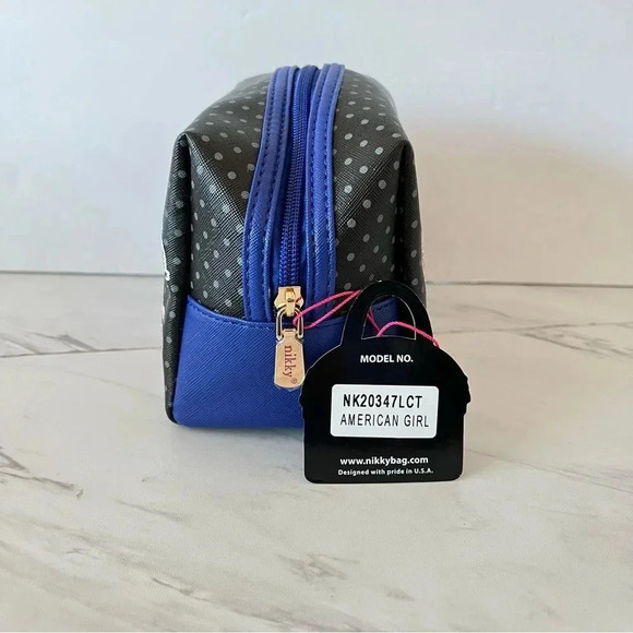 Nikky By Nicole Lee Cosmetic Pouch Bag American Girl Black/Navy - Picture 7 of 7